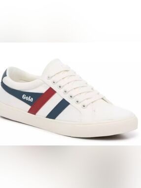Gola Wonen's White Sneakers with Red and Navy Side Stripes
